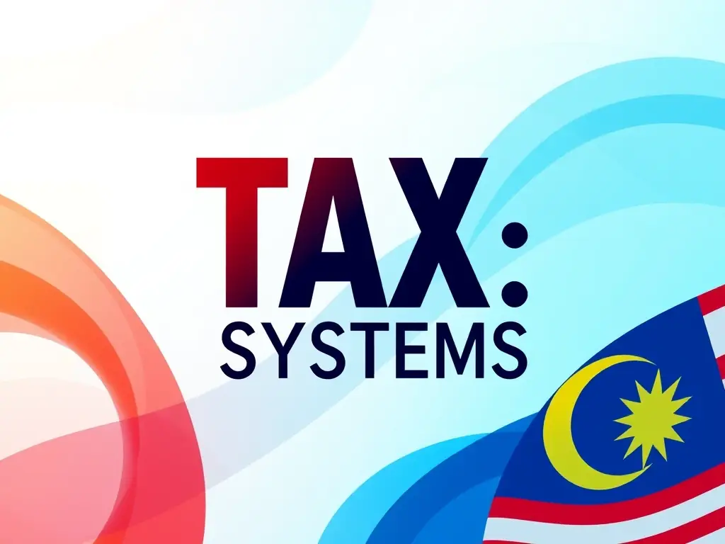 A stylized graphic representing tax systems, incorporating elements of both Dutch and Malaysian flags in a modern, abstract design.
