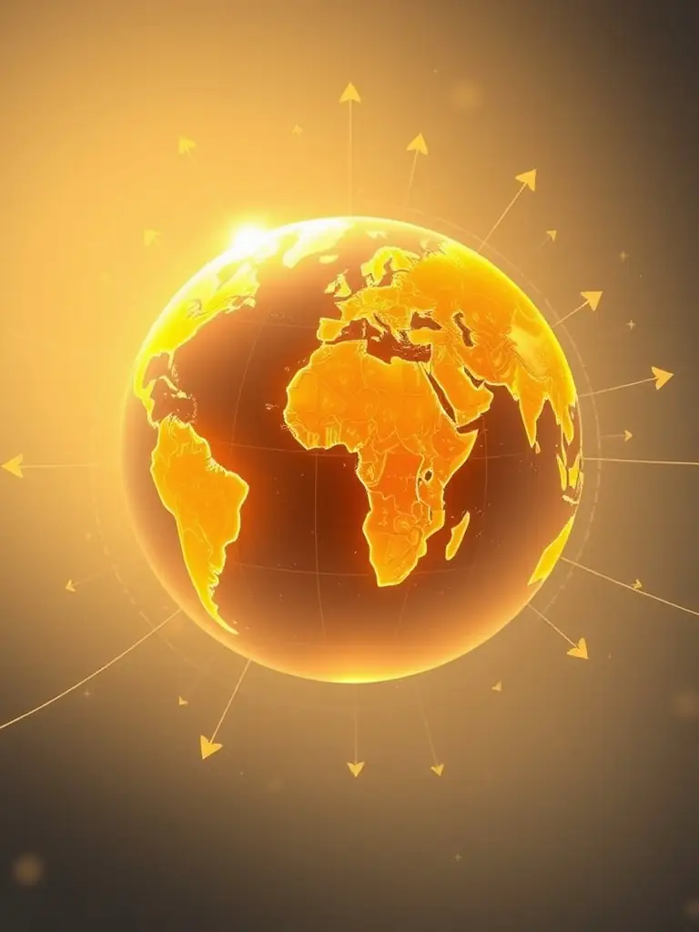 Abstract icon of a globe, representing international reach and financial transparency, set against a soft gray background.