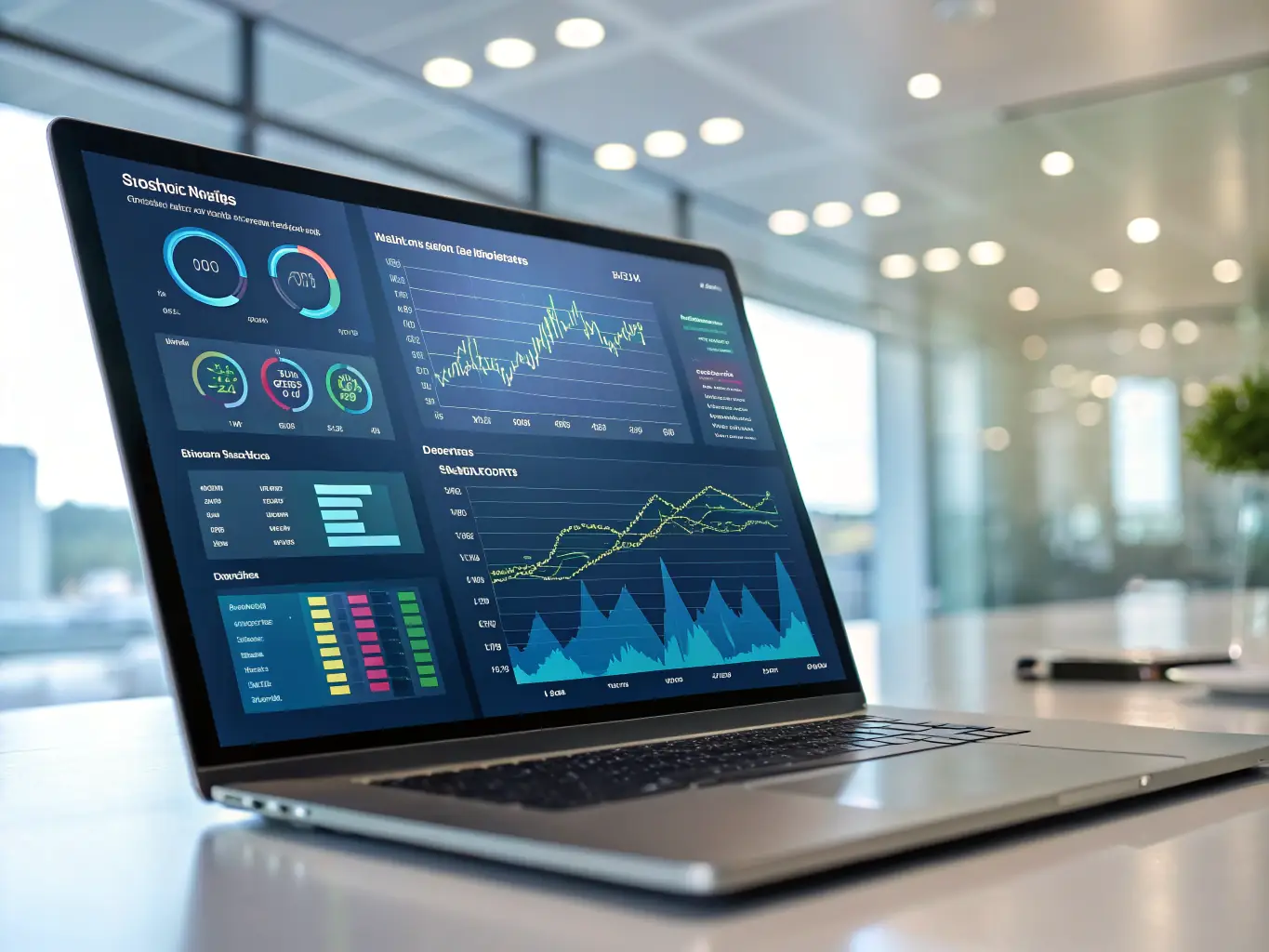 A dashboard interface displaying real-time data analytics and investor-grade reports, emphasizing clarity and insight.